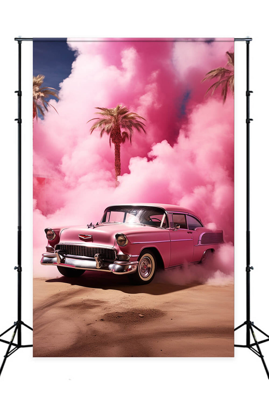 Photo Backdrops Auto Frame Fantasy Doll Desert Pink Car Backdrop M7-95