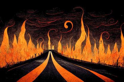Highway to Hell Flames Halloween Backdrop