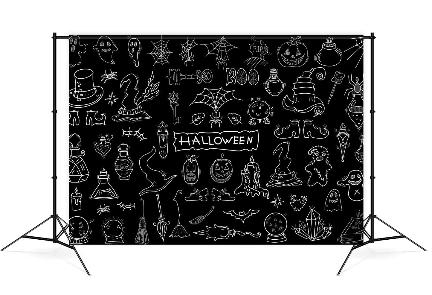 Halloween Doodle Hand Drawn Blackboard Backdrop M8-16
