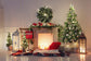 Beautiful Fireplace Fir Decor Christmas Backdrop
