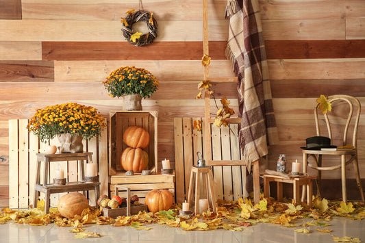 Autumn Harvest Pumpkins Photography Backdrop M8-32