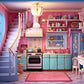 Pink Doll Kitchen Backdrop for Photography M8-36
