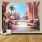 Pink Holiday Castle Fashion Doll Backdrop M8-39