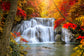 Maple Leaves Waterfall Fall  Landscape Backdrop