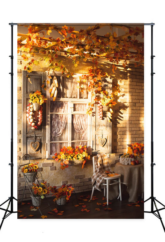 Autumn Thanksgiving Rural House Yard Backdrop M8-55