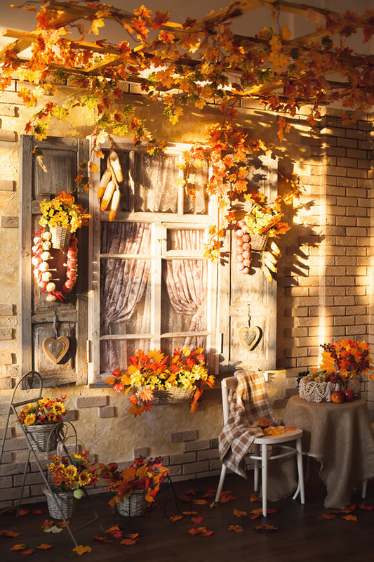 Autumn Thanksgiving Rural House Yard Backdrop