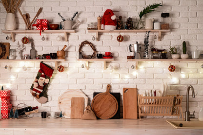 Christmas Kitchen Studio Photography Backdrop