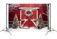 Christmas Snowy Tree Red Barn Backdrop M8-64