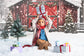 Christmas Red Wooden House Snow Backdrop M8-66