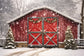 Christmas Red Wooden House Snow Backdrop