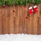 Christmas Stockings Wood Plank Snow Backdrop M9-04