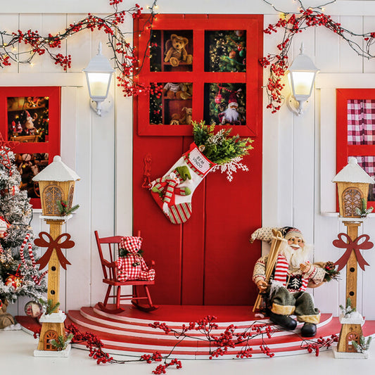 Merry Christmas Front Door Santa Claus Backdrop M9-08