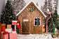 Gingerbread Wooden House Christmas Decor Backdrop