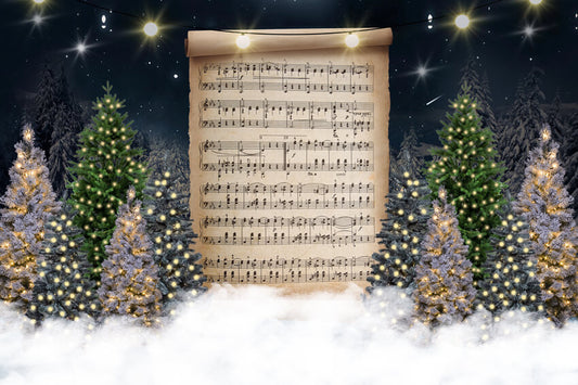Christmas Tree Song Notation Photography Backdrop 