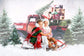 Christmas Red Truck with Pine Tree Gifts Backdrop M9-18