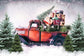 Christmas Red Truck with Pine Tree Gifts Backdrop