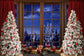 Christmas Tree Window Snowy Forest Backdrop