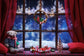 Christmas Window Winter Snow Wonderland Backdrop 