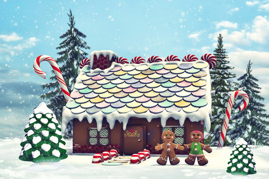 Christmas Gingerbread House Photography Backdrop