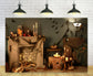 Halloween Fireplace Bats Backdrop for Photography M9-35