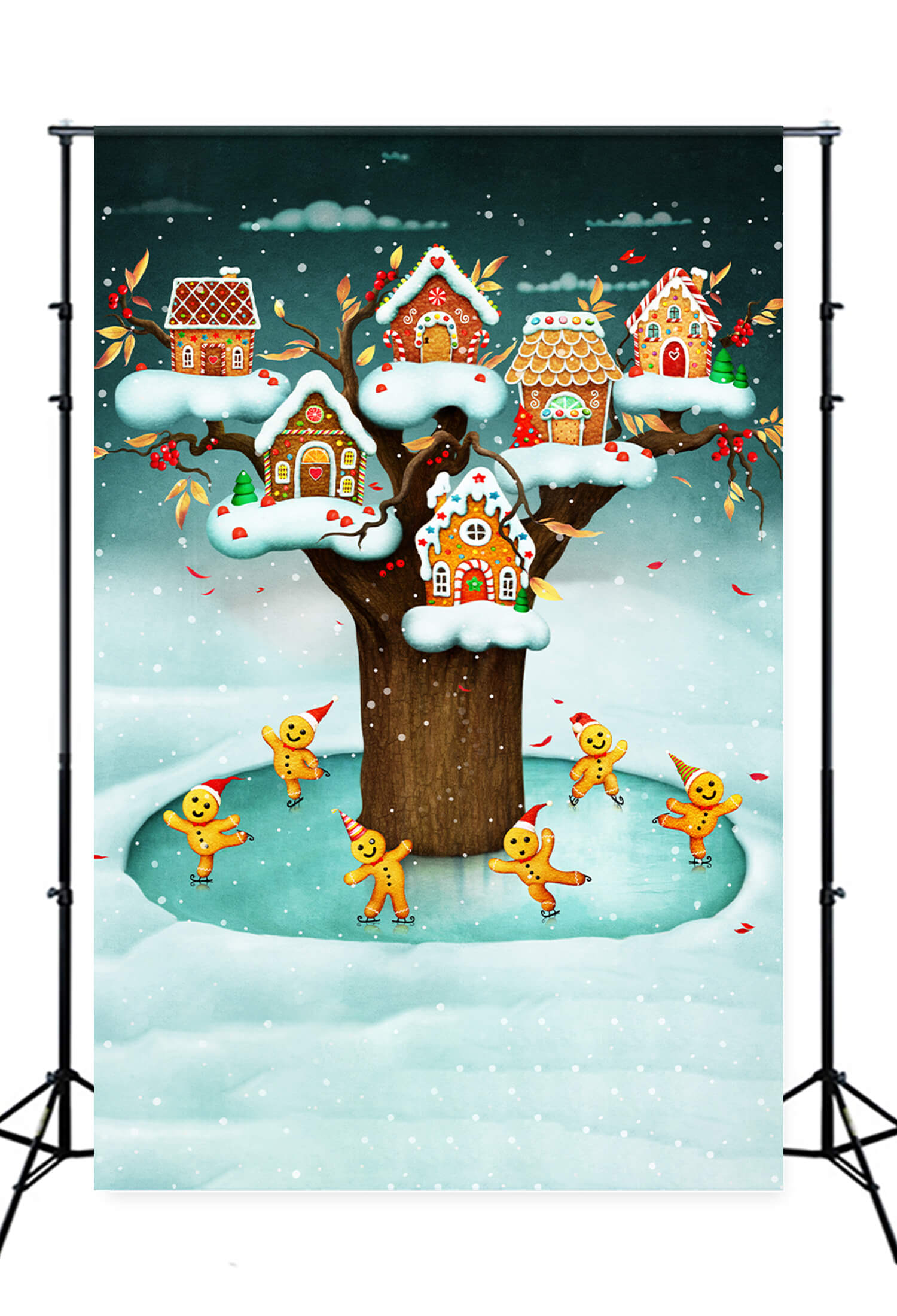 Gingerbread House Gingerbread Men Xmas Backdrop M9-36 – Dbackdrop