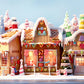 Christmas Snowy Gingerbread Candy House Backdrop M9-37