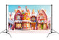 Cartoon Candy House Gingerbread Christmas Backdrop M9-38