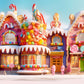 Cartoon Candy House Gingerbread Christmas Backdrop M9-38