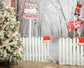 Christmas Tree Winter Snow Fence Door Backdrop 