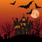 Halloween Spooky House Moon Bat Backdrop M9-44