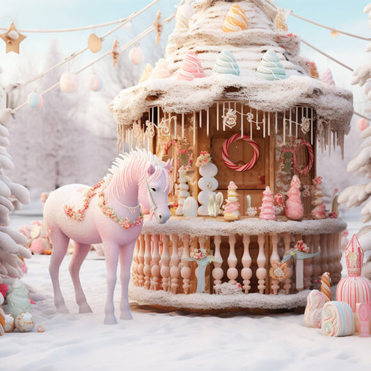 Christmas Candy Land Gingerbread Backdrop M9-65