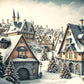 Winter Snowy Village Christmas Tree Backdrop M9-77