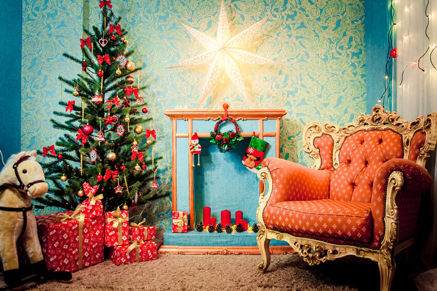 Christmas Tree Armchair Holiday Decor Backdrop