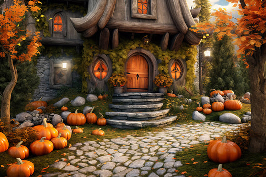 Fall Pumpkin House Backdrop for Photography