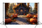 Autumn Pumpkin Cute Wooden House Backdrop M9-85