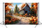 Autumn Village Path Pumpkin House Backdrop M9-87
