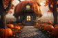 Autumn Halloween Cute Pumpkin House Backdrop