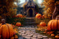 Autumn Cottage Pumpkin Photography Backdrop
