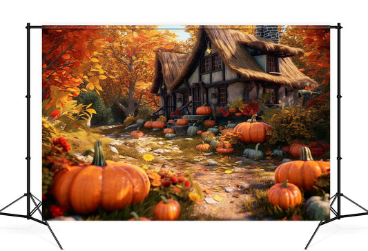 Autumn Harvest Pumpkins Thanksgiving Backdrop M9-91