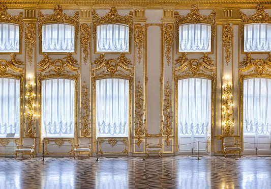 Golden Castle Luxurious Interior Palace Photography Backdrop MR-2174