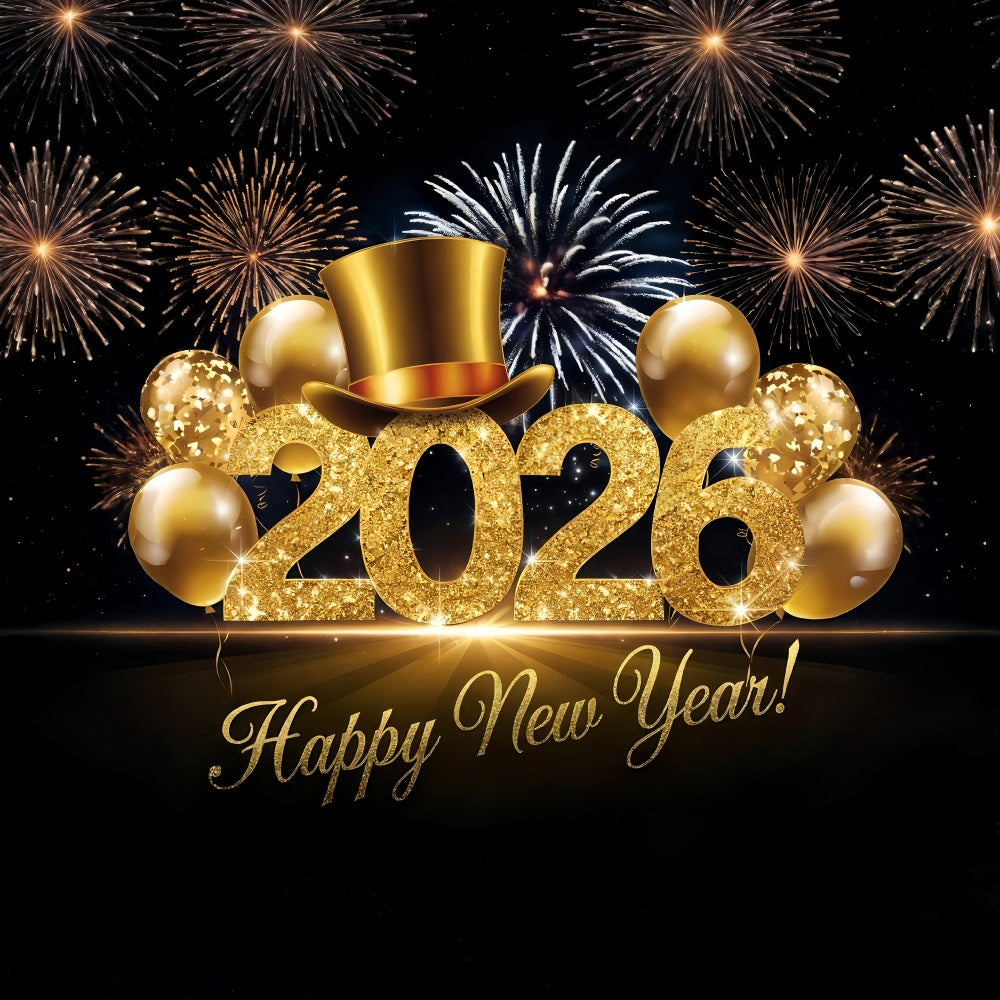Happy New Year Photo Backdrop Glitter Balloons Festive Cheers New Year Backdrop MRR10-12