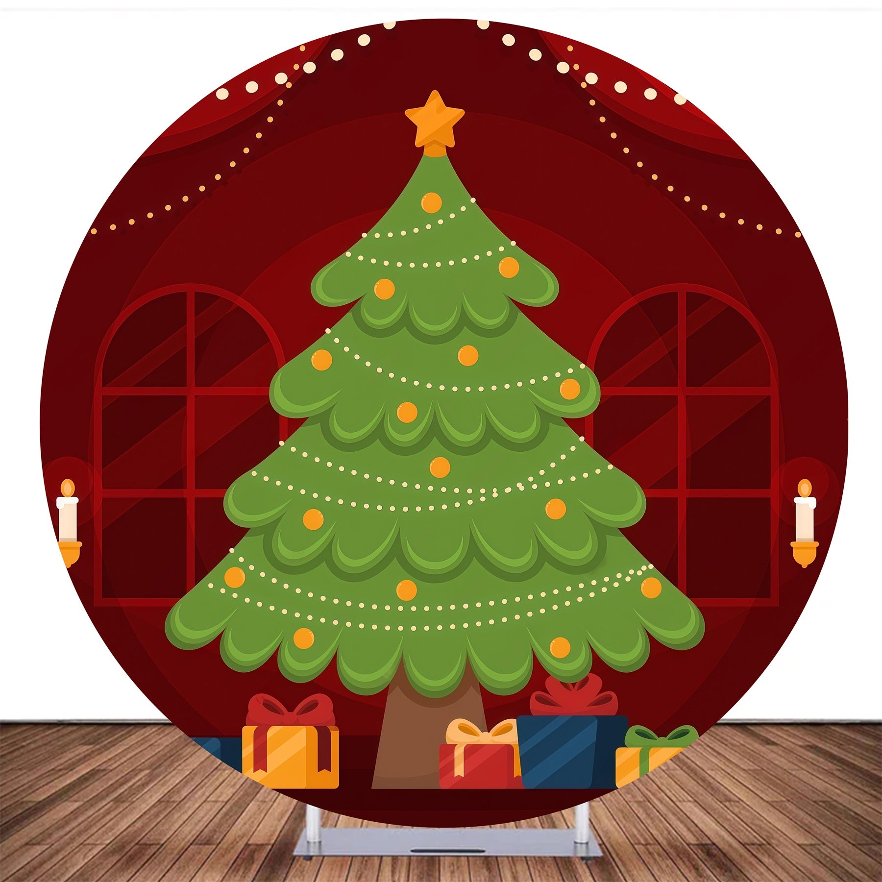 Round Backdrop Cover Christmas Tree Gift Room Christmas Backdrop MRR10-147