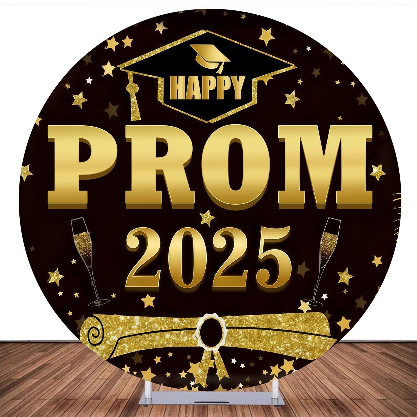 Round Backdrop Cover Golden Star Prom Night Graduation Backdrop MRR10-