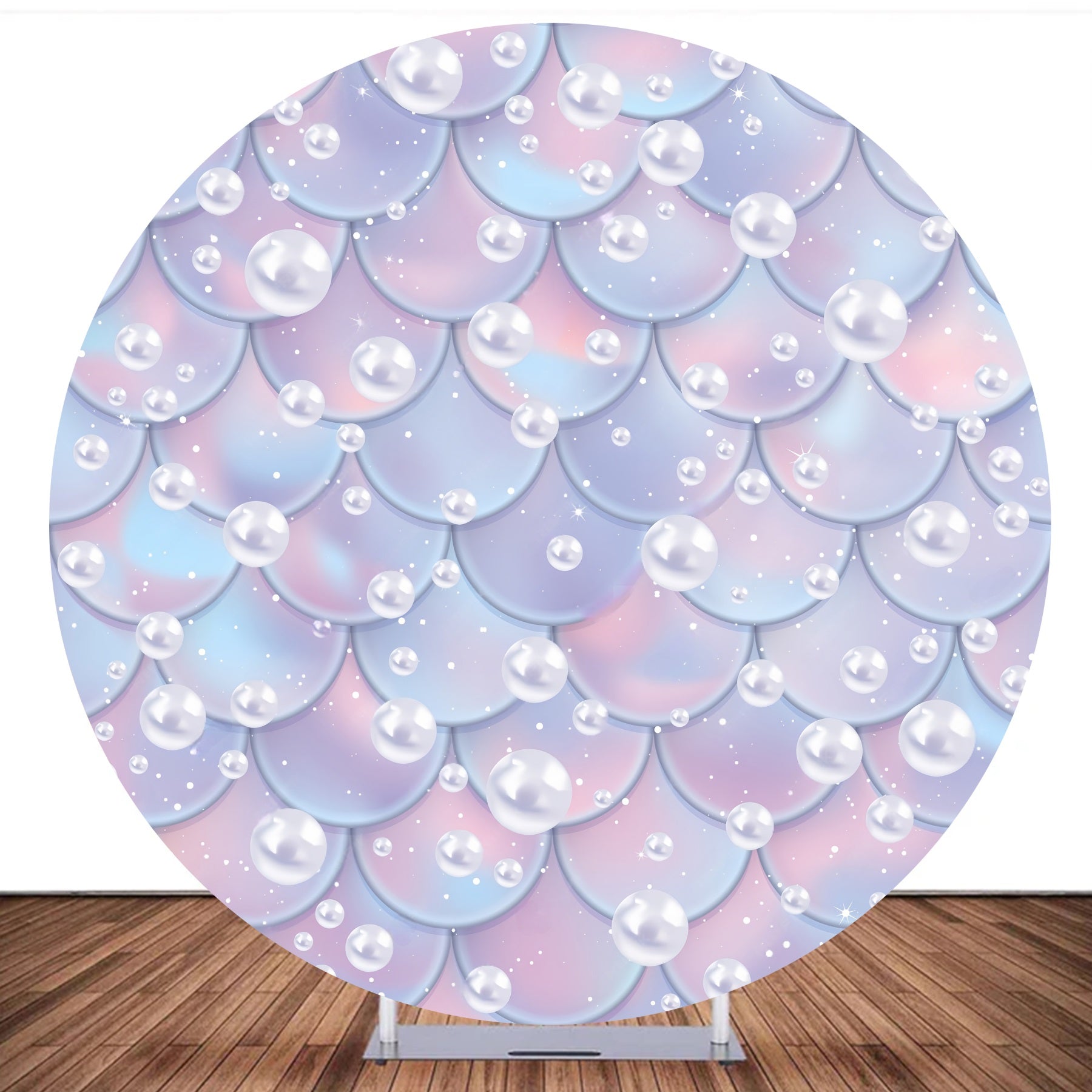 Custom Circle Backdrop Iridescent Pearl Scales Mermaid Backdrop MRR10-173
