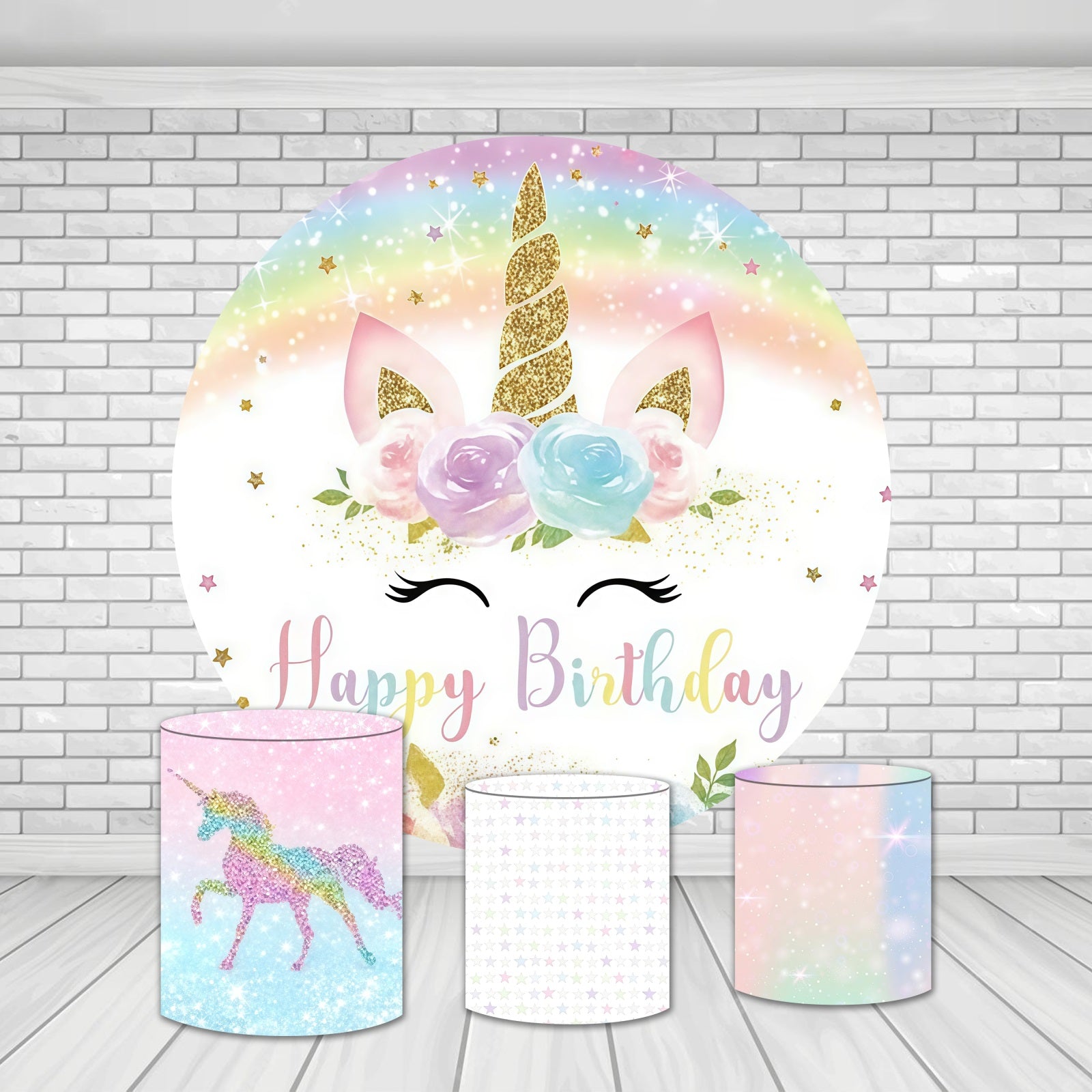 Circle Backdrop Cover Kit Unicorn Rainbow Magic Birthday Backdrop MRR10-213
