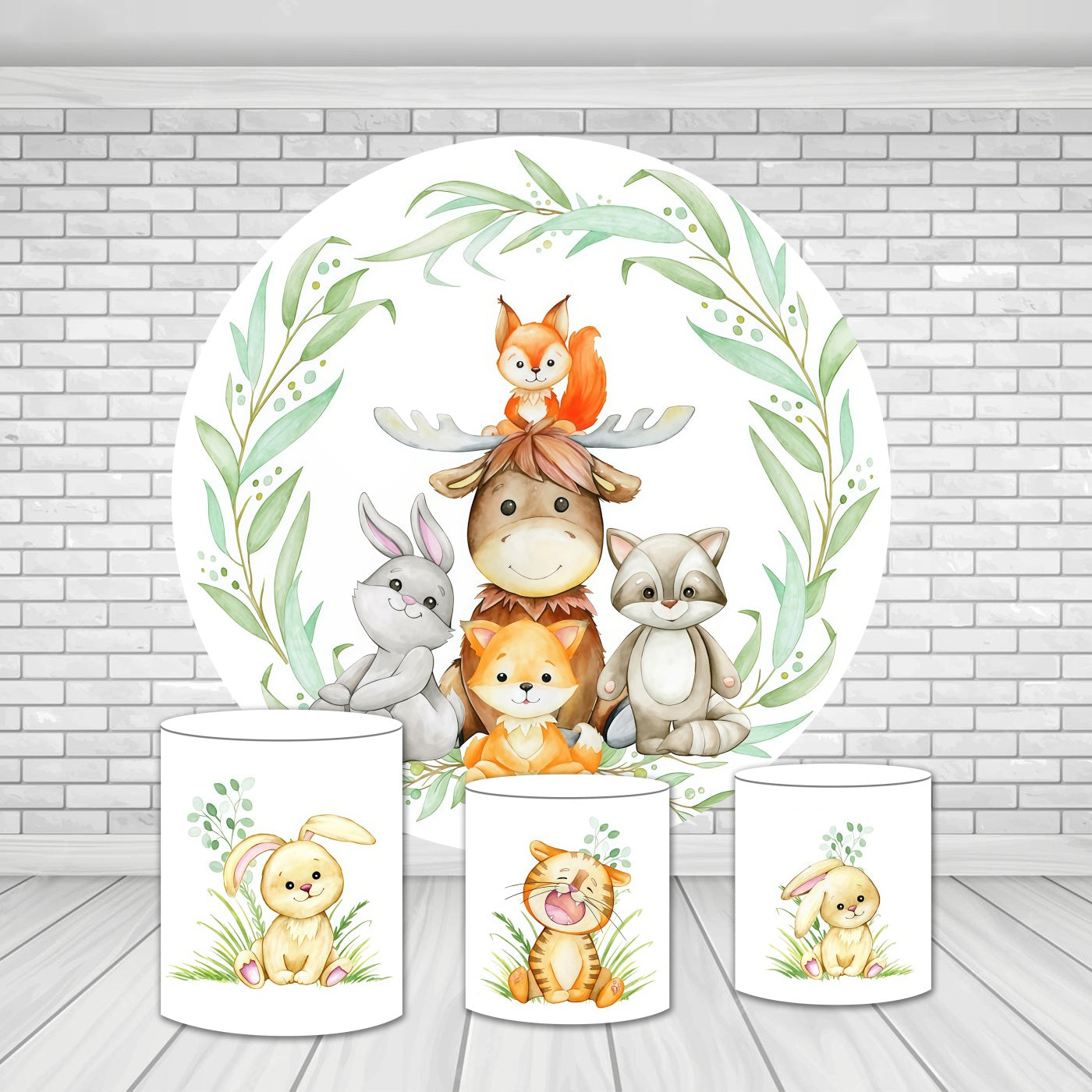 Circle Backdrop Cover Kit Woodland Animals Forest Cartoon Backdrop MRR10-217