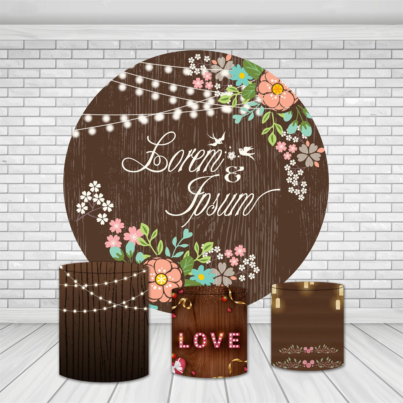 Circular Fall Backdrops Circle Backdrop Kit Rustic Wood Floral Wedding Party Backdrop MRR10-23