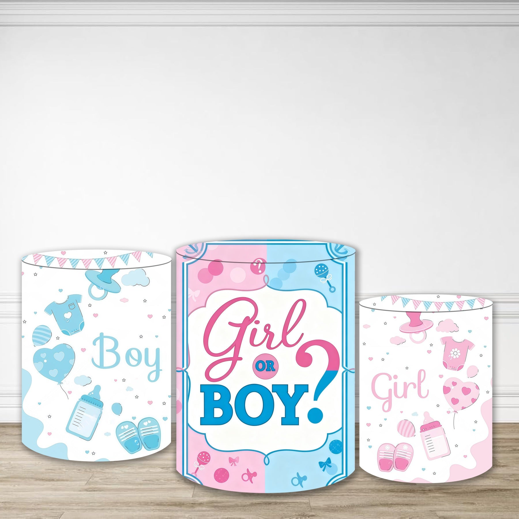Plinth Cylinder Cover Kit Blue Pink Baby Baby Shower Backdrop MRR10-241