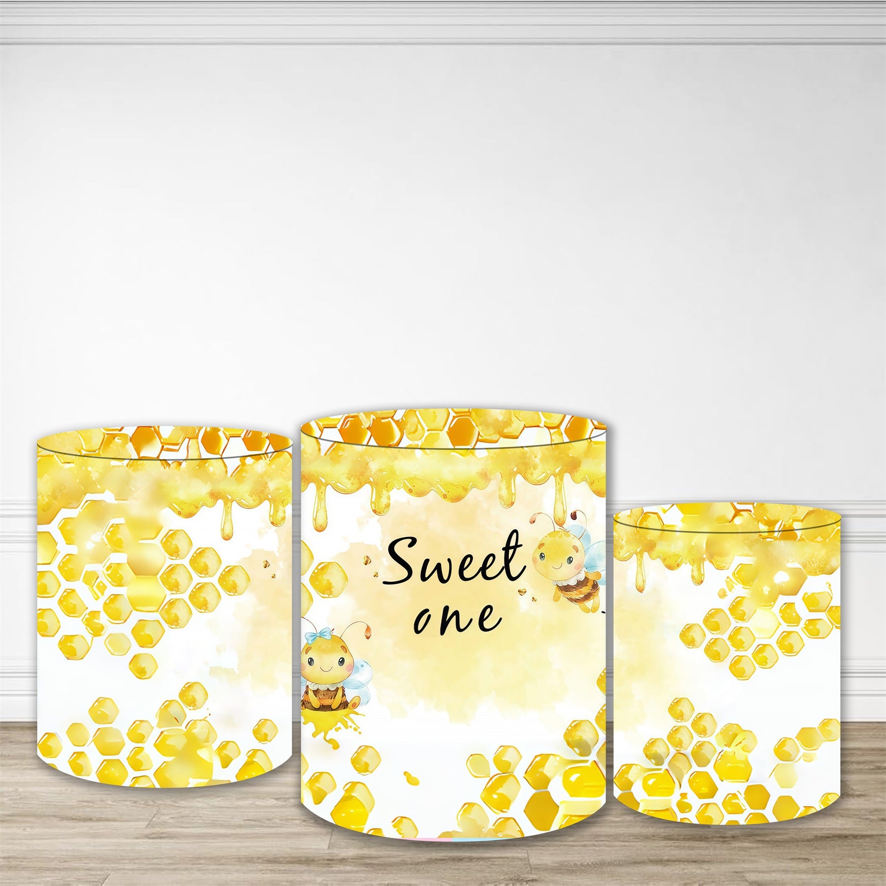Pedestal Covers Honeycomb Bee Sweet Theme Birthday Backdrop MRR10-242