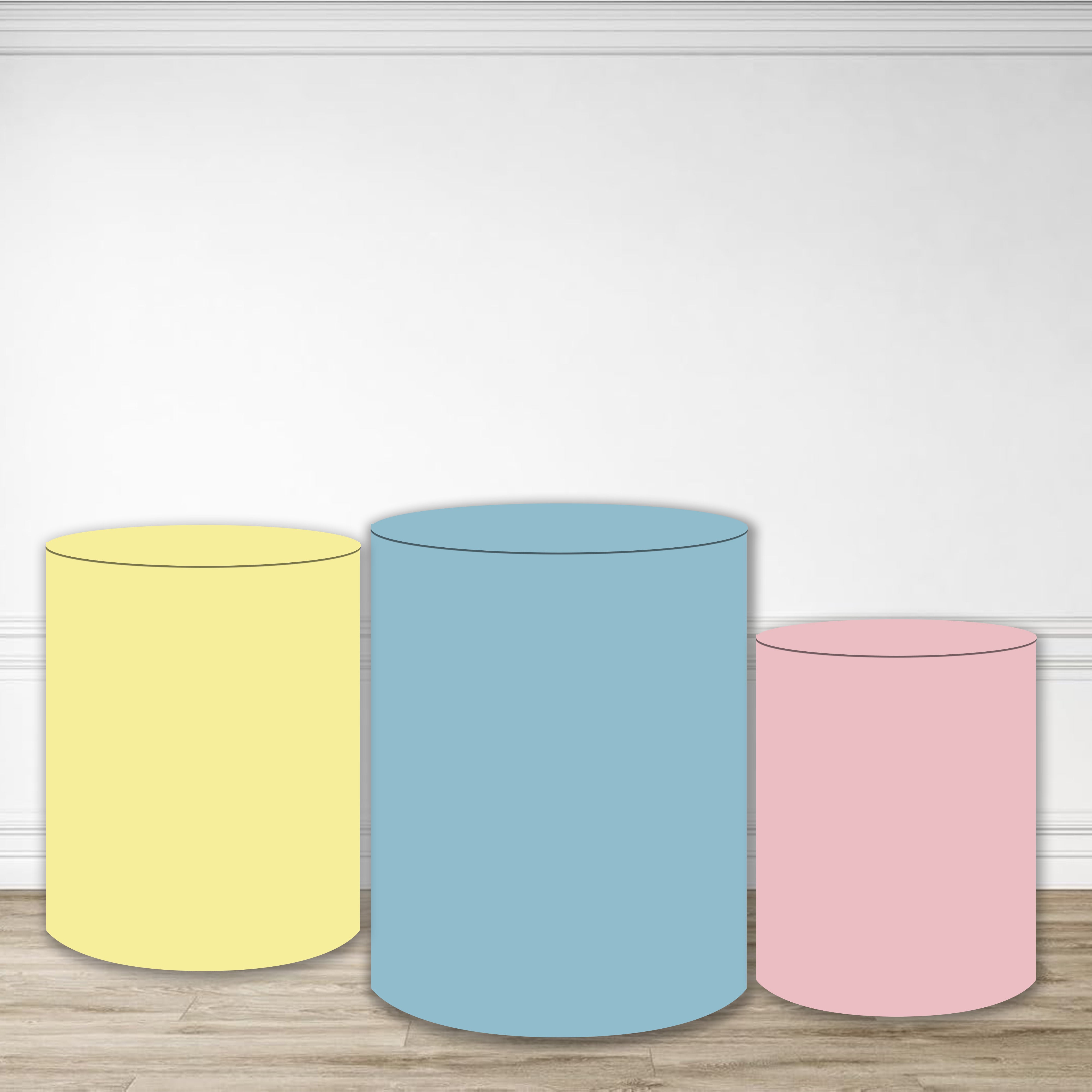 Cylinder Cover Pastel Yellow Blue Pink Solid Color Backdrop MRR10-253